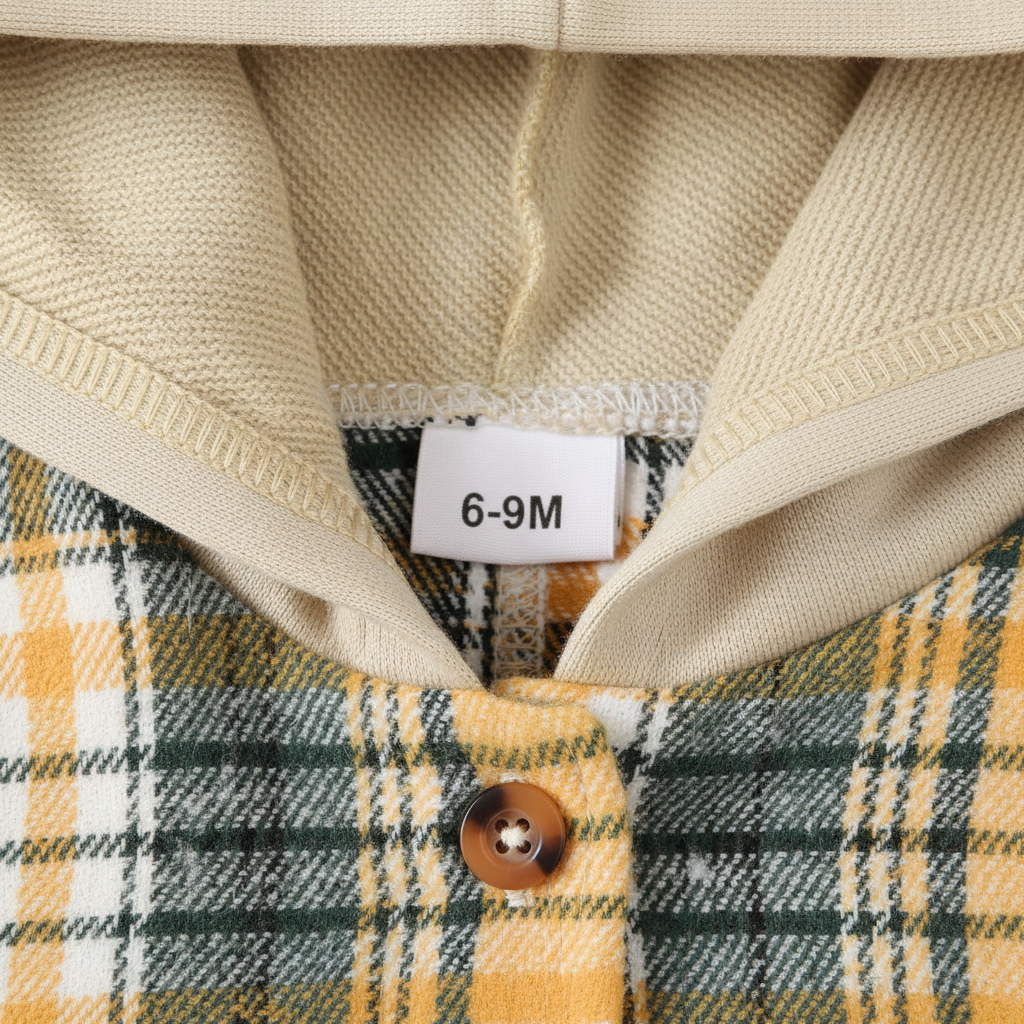 Baby hooded plaid hoodie with soft cotton-polyester blend