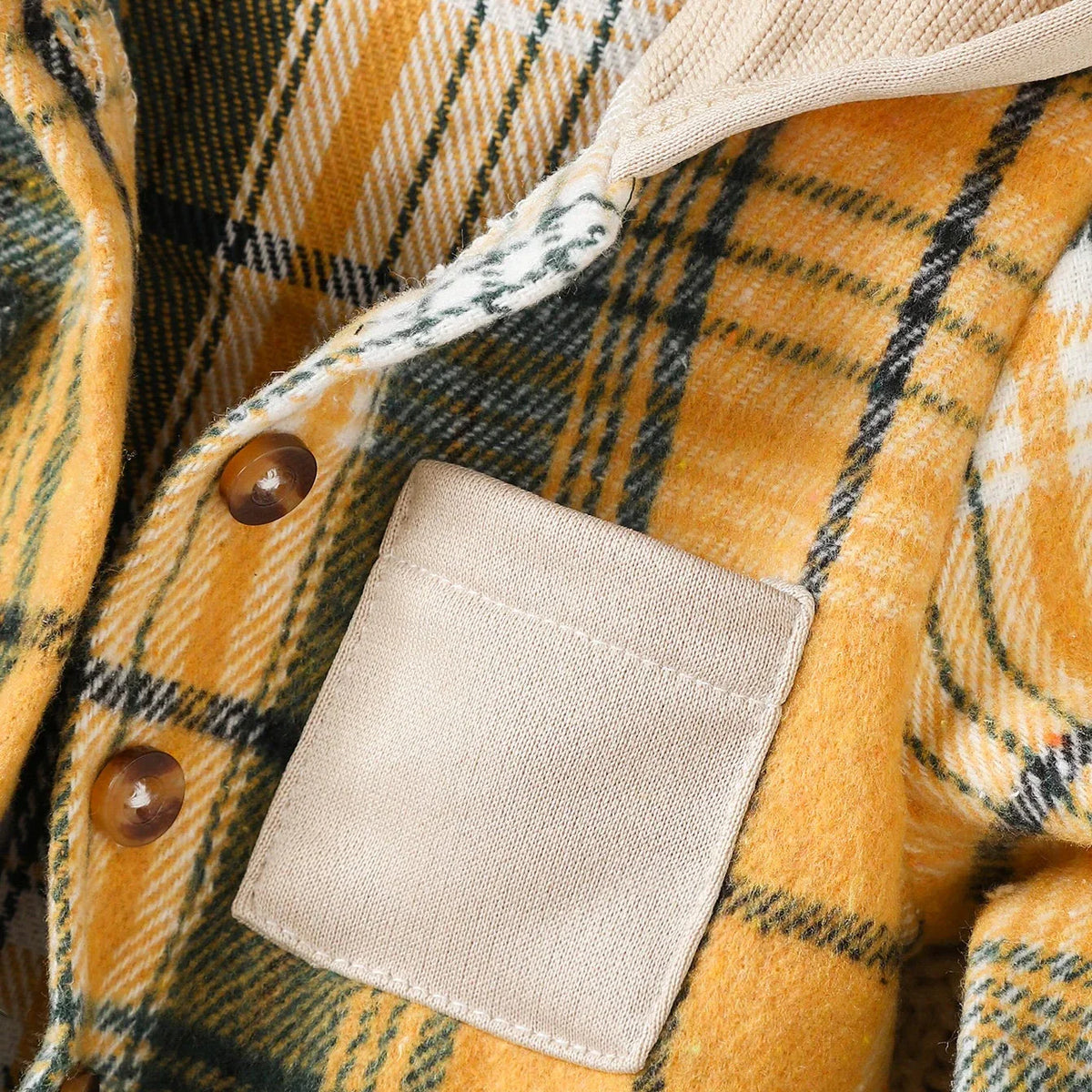 Baby hooded plaid hoodie with soft cotton-polyester blend