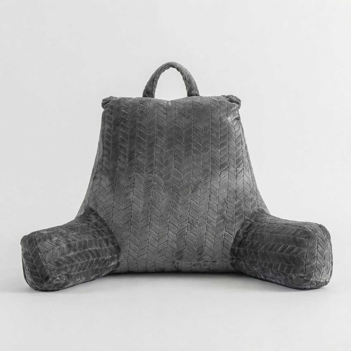 Oversized back support pillow with head roll and side storage pockets