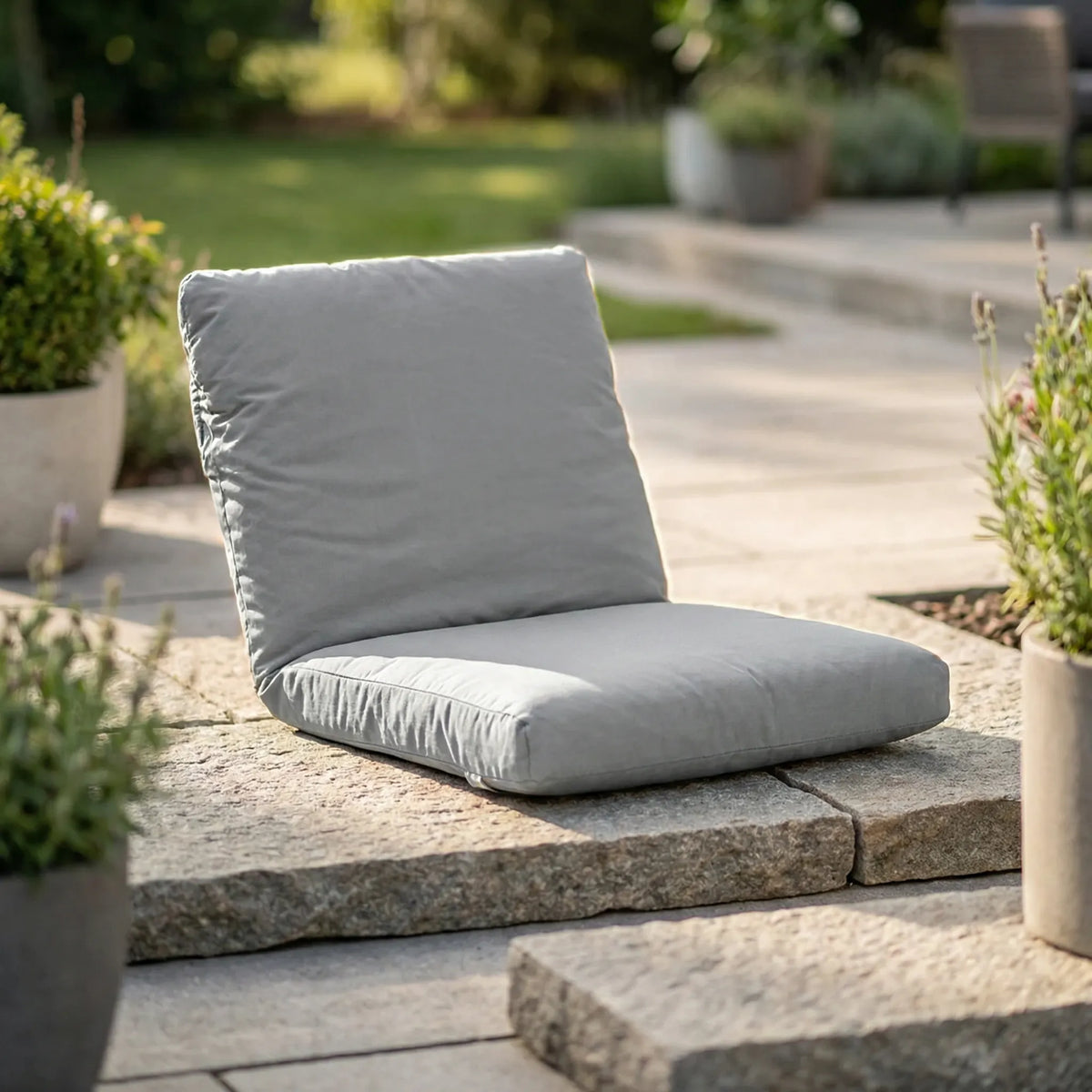 Padded chaise lounge cushion with contoured head and back support