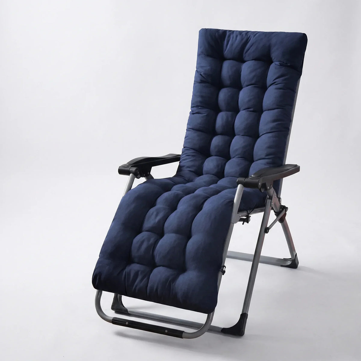 Padded chaise lounge cushion with contoured head and back support