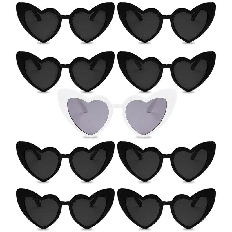 Heart shaped party sunglasses with lightweight polycarbonate frame