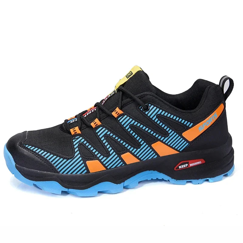 Trail hiking sneakers with non-slip rubber outsole and breathable mesh upper