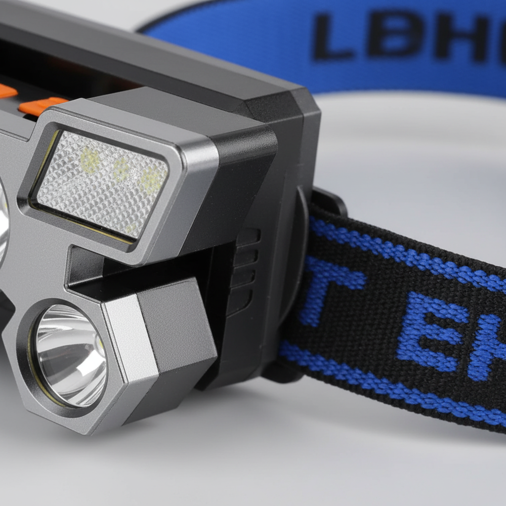 Rechargeable LED headlamp with adjustable tilt angle and USB charging