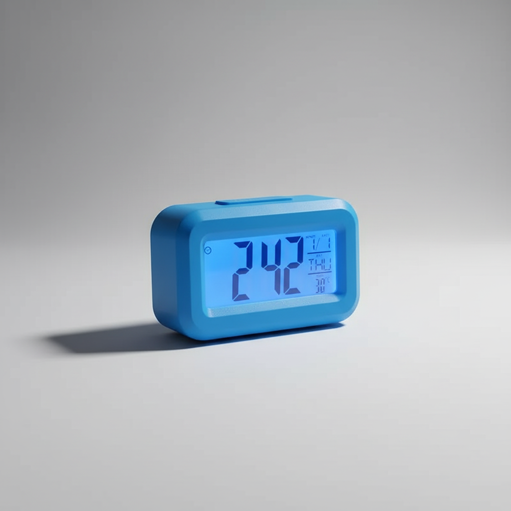 Compact LED digital alarm clock with date and temperature display