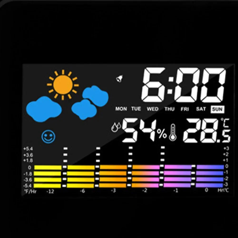 LED projection alarm clock with rotating projector and colour display