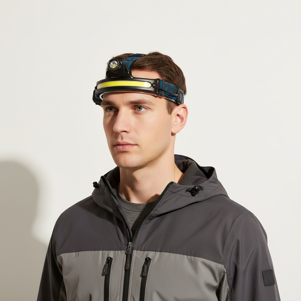Rechargeable LED headlamp with dual beam zoom and motion sensor control