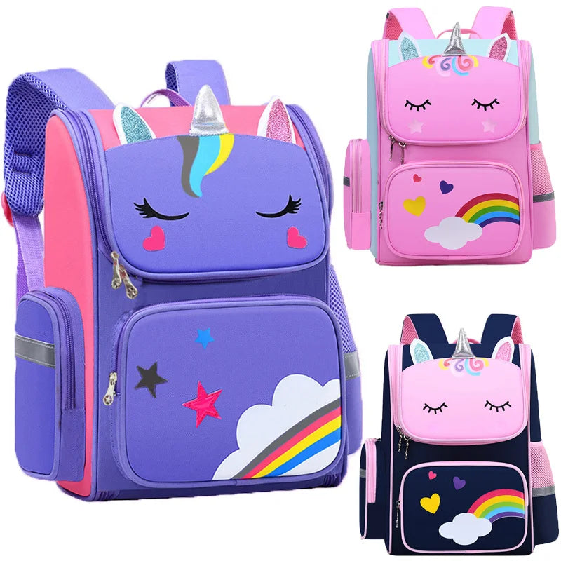 Kids school backpack with unicorn design waterproof padded straps