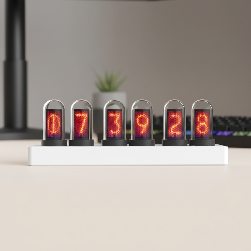 Retro Nixie style alarm clock with WiFi control and RGB mood lighting
