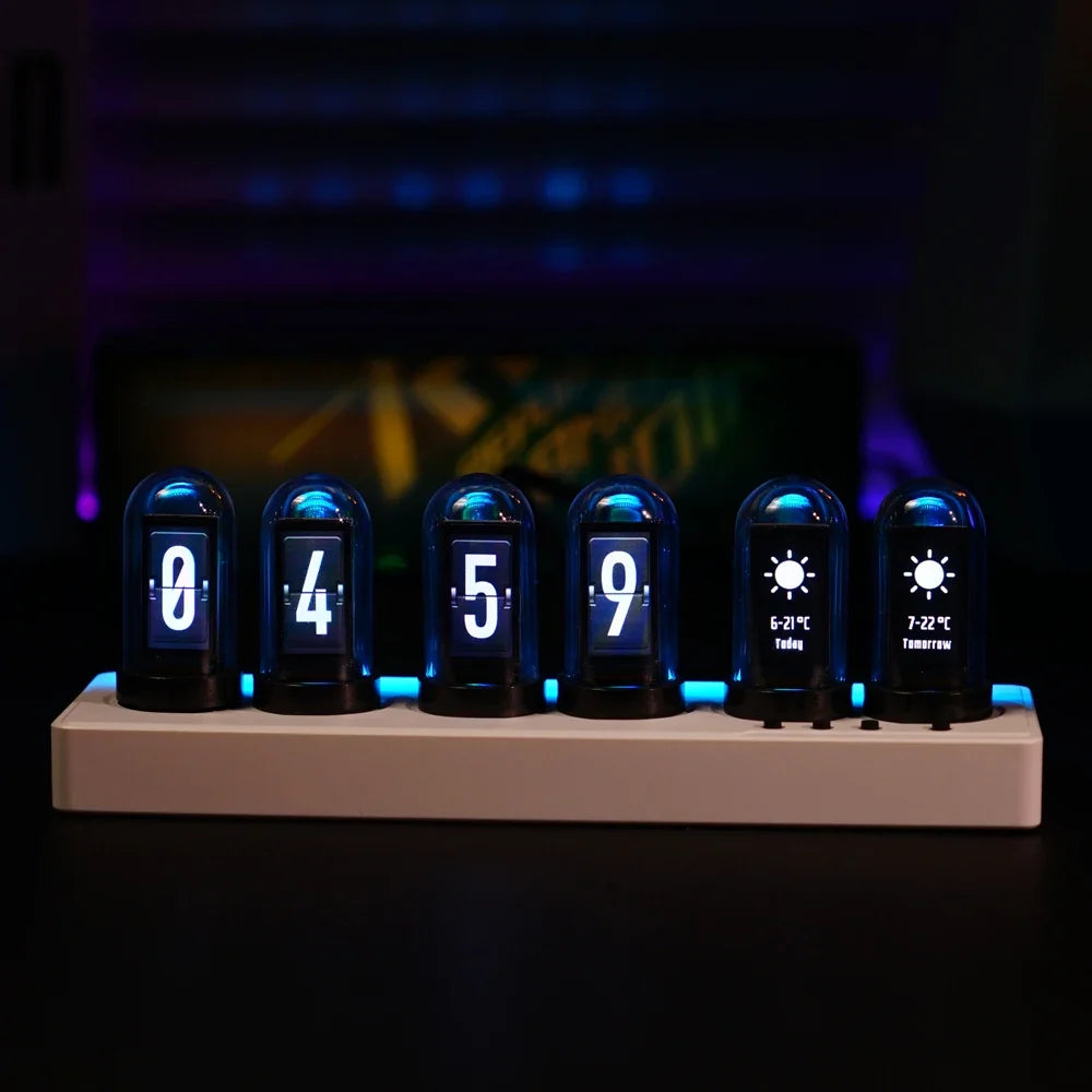 Retro Nixie style alarm clock with WiFi control and RGB mood lighting