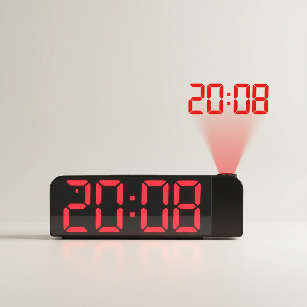USB LED projection alarm clock with bright display and temperature readout