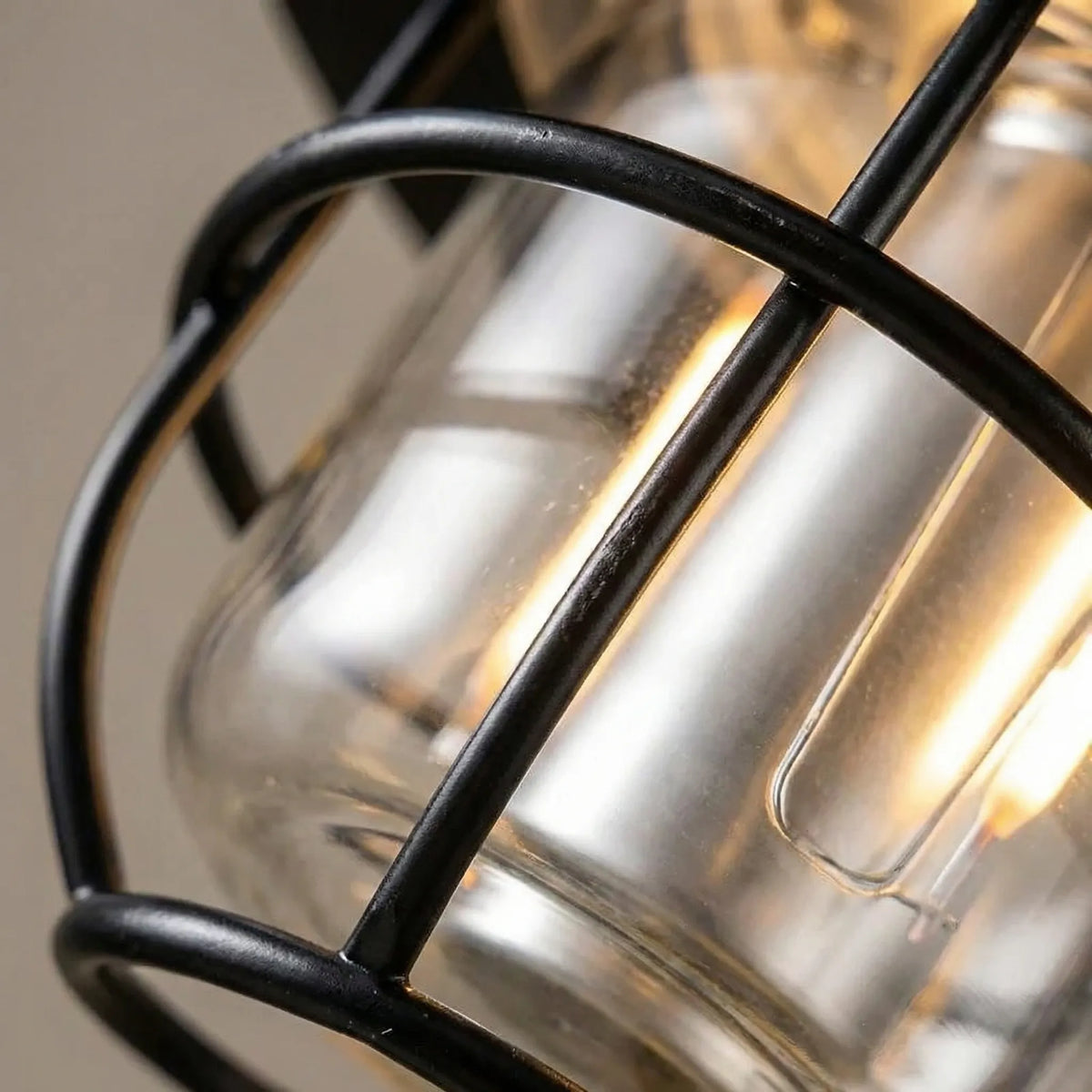 Rechargeable vintage-style camping lantern with waterproof construction and dimmable light