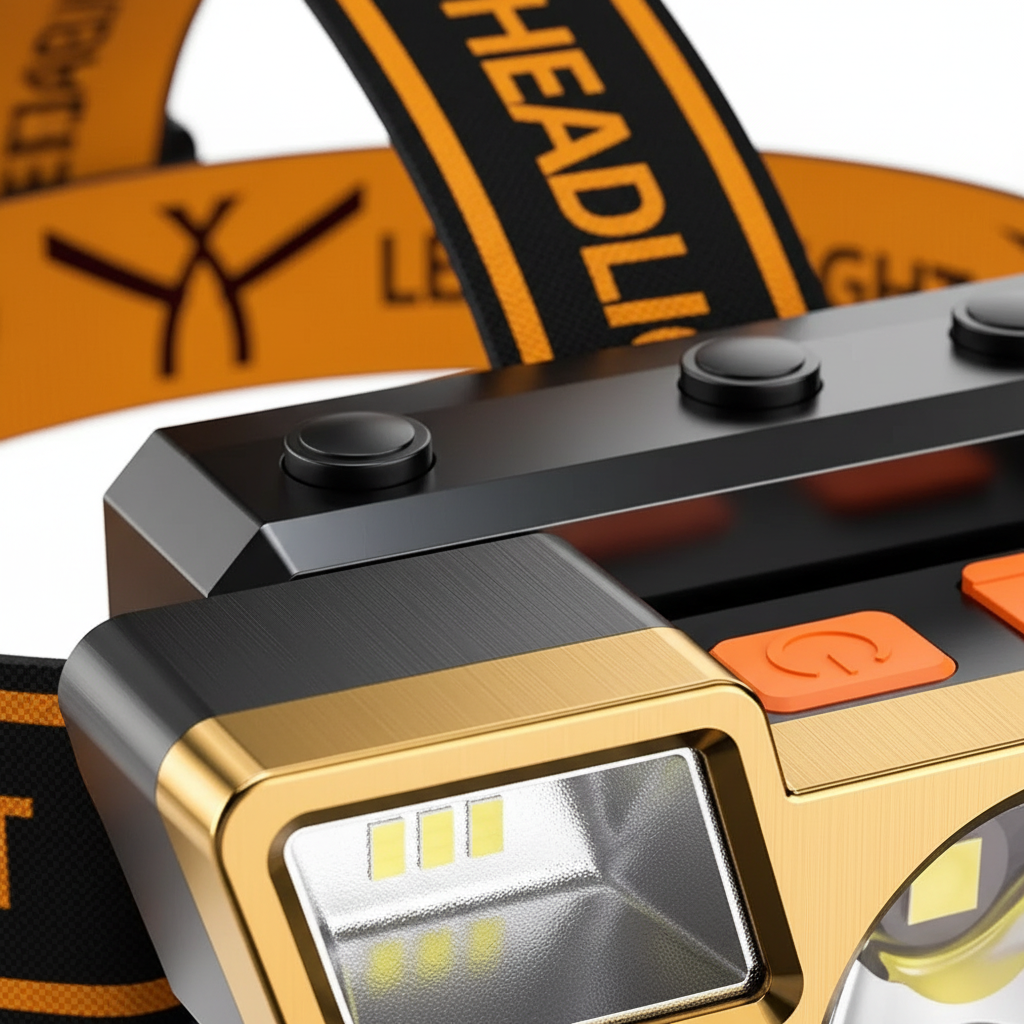 Rechargeable LED headlamp with super bright five-LED array and adjustable head strap