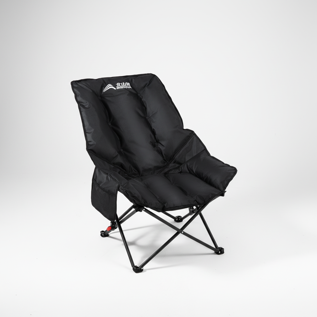 High back folding camping chair with adjustable backrest and supportive seating