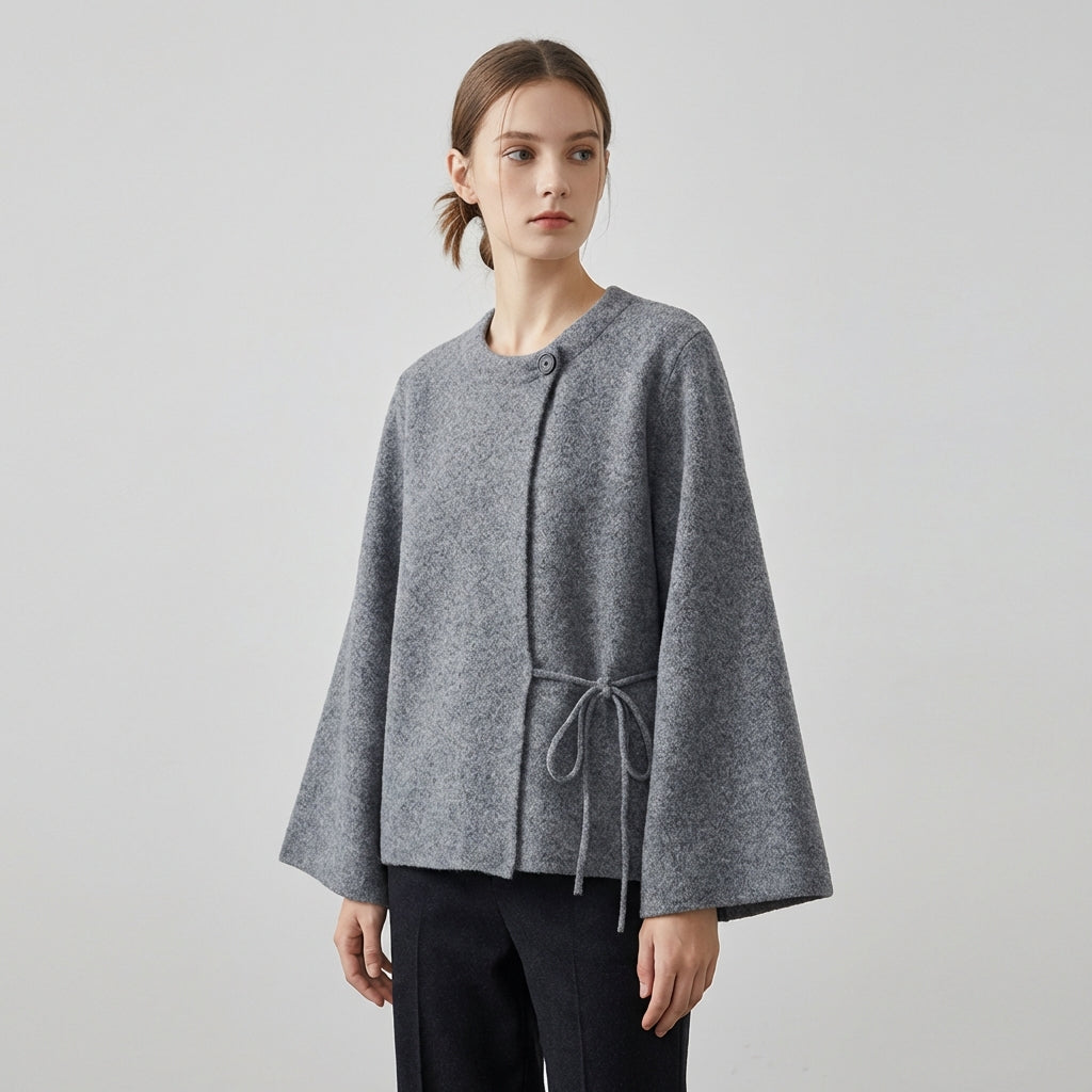 Retro kimono cardigan with wide open sleeves and relaxed boxy fit