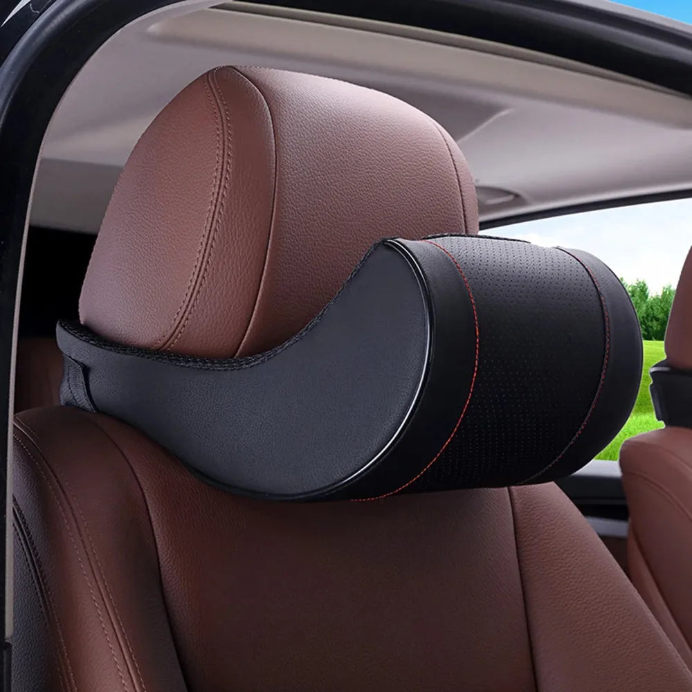 Memory foam car neck pillow with ergonomic cervical support