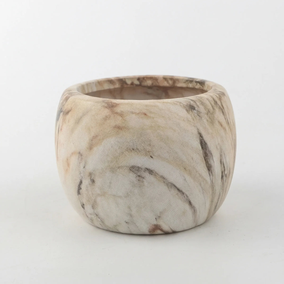 Decorative plant pot with marble and wood-grain finish in Nordic style