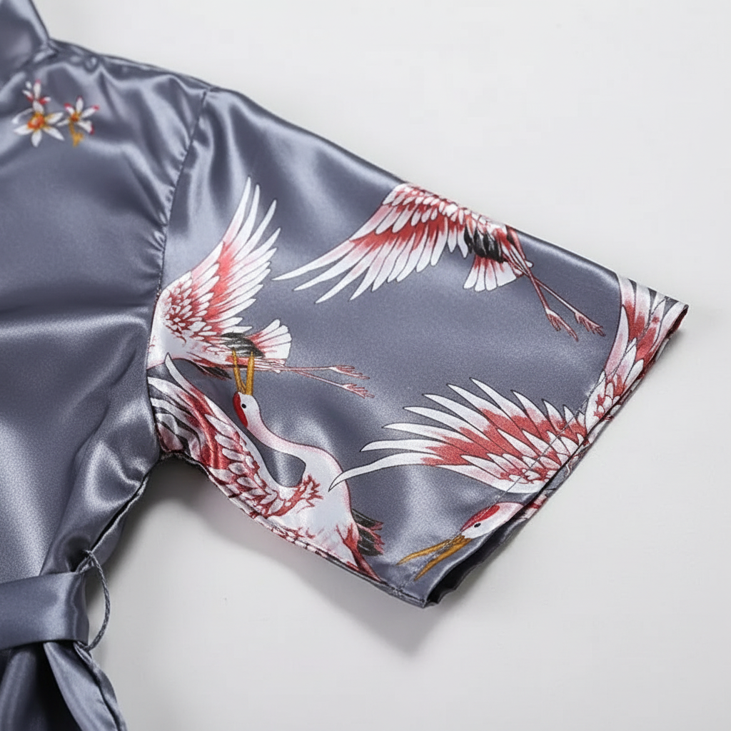 Short floral kimono robe with silky smooth lightweight design
