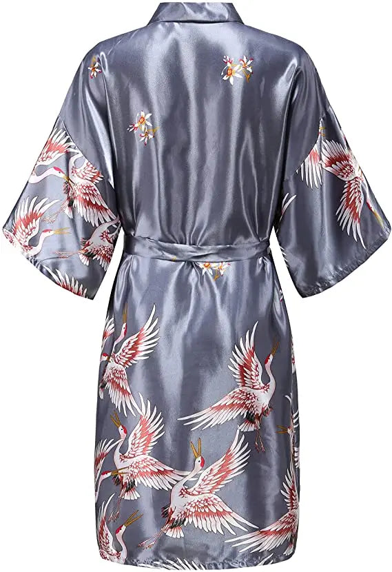 Short floral kimono robe with silky smooth lightweight design