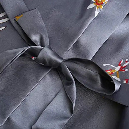 Short floral kimono robe with silky smooth lightweight design