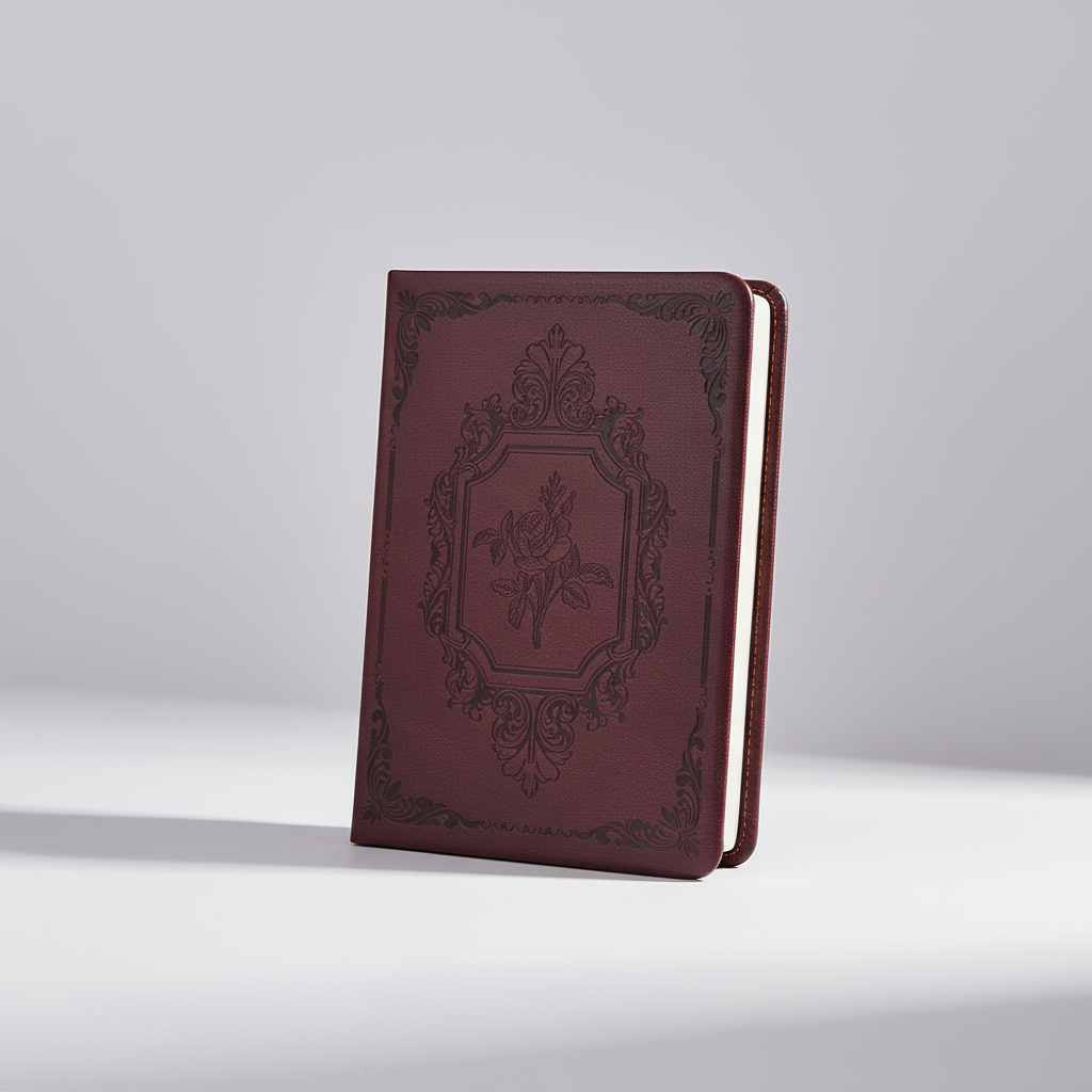 Vintage pocket journal A6 with embossed cover and thick lined pages