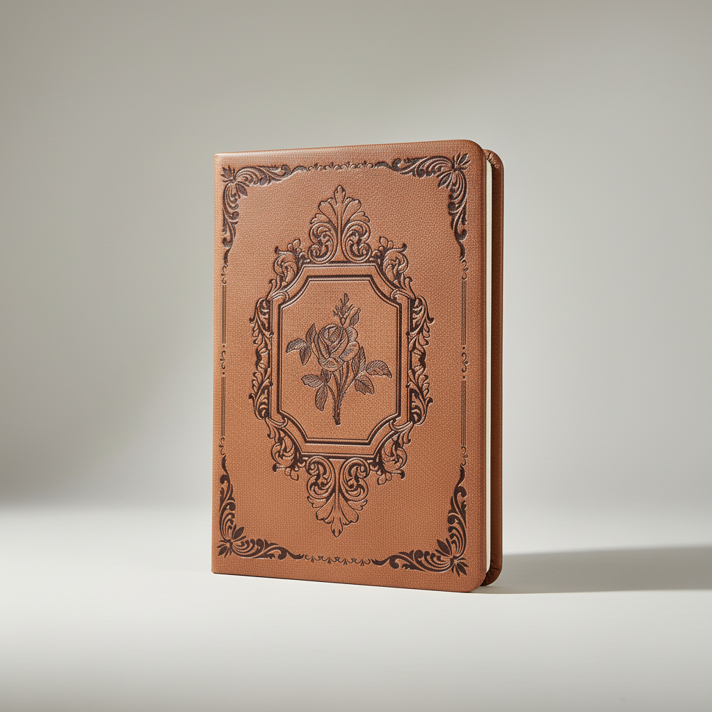 Vintage pocket journal A6 with embossed cover and thick lined pages