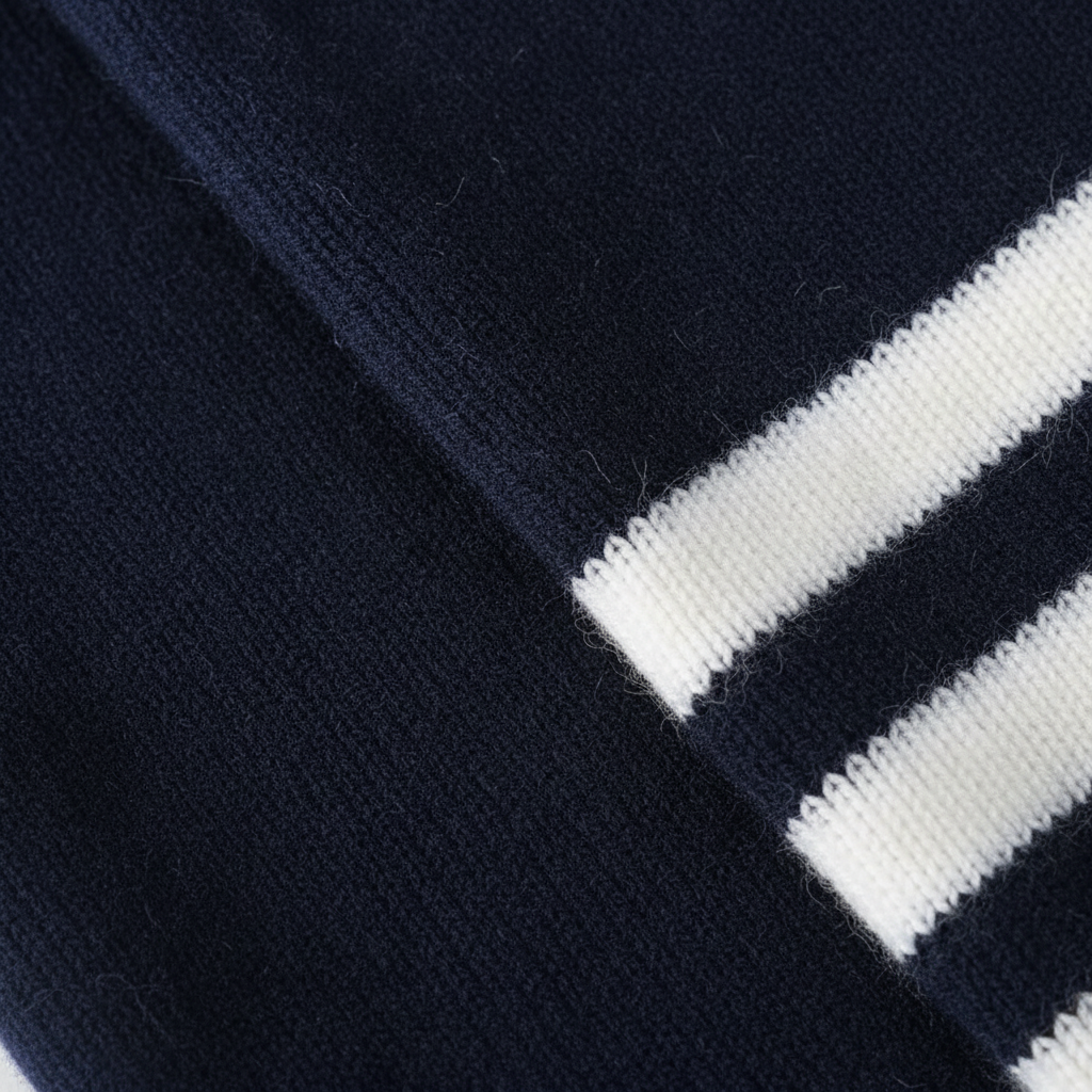 Men's crew neck pullover with stripe detail warm wool knit