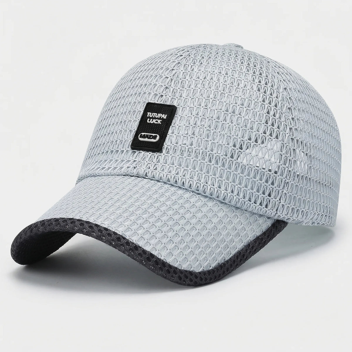 Breathable mesh baseball cap with snapback closure for outdoor wear