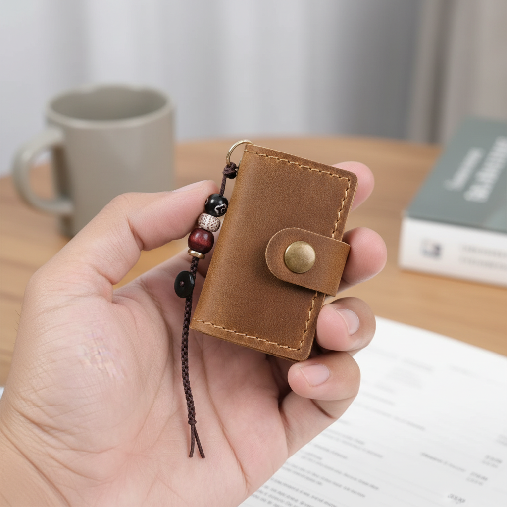 Mini pocket notebook with vintage retro finish and snap closure