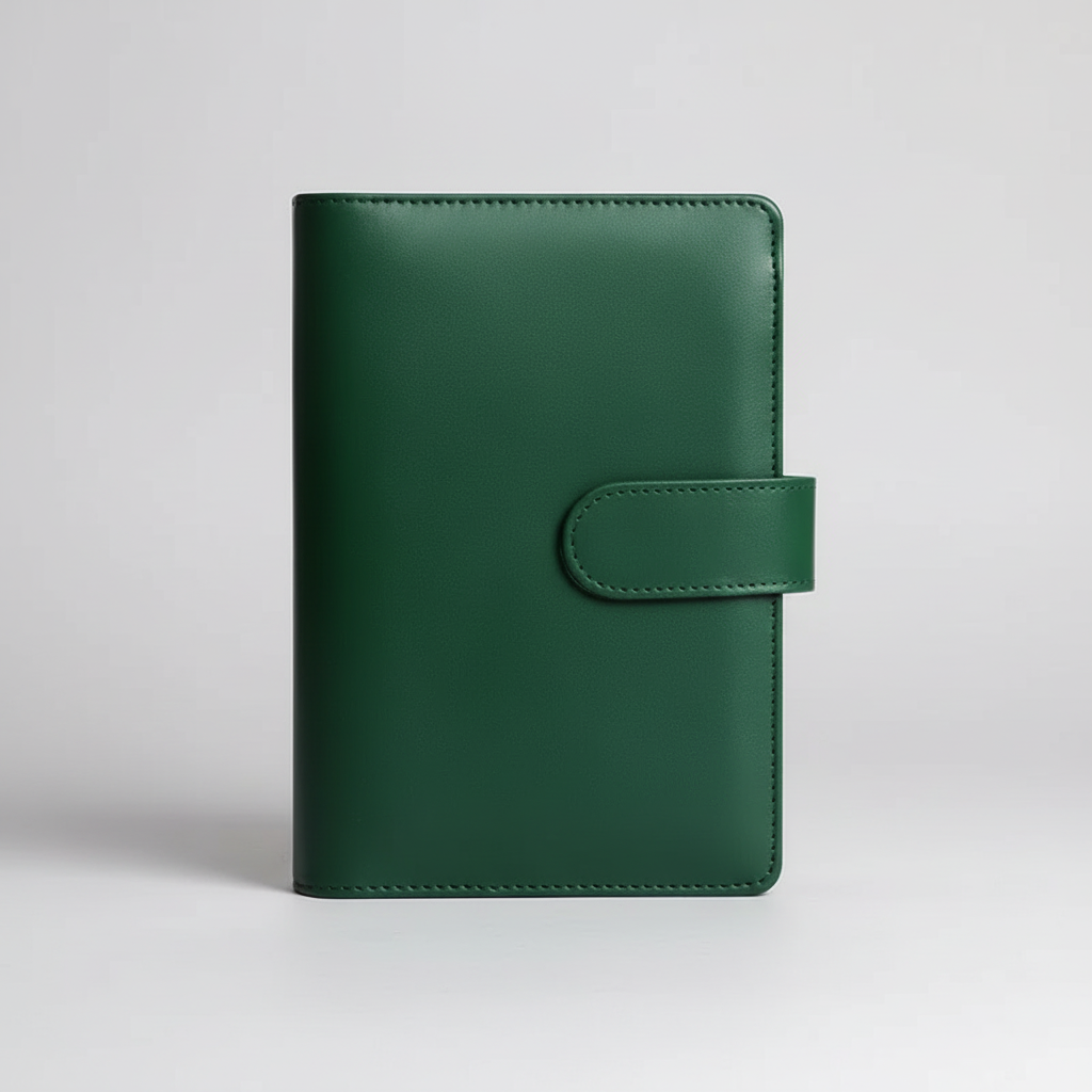 Compact A6 budget binder planner with clear envelope pockets and zip compartments