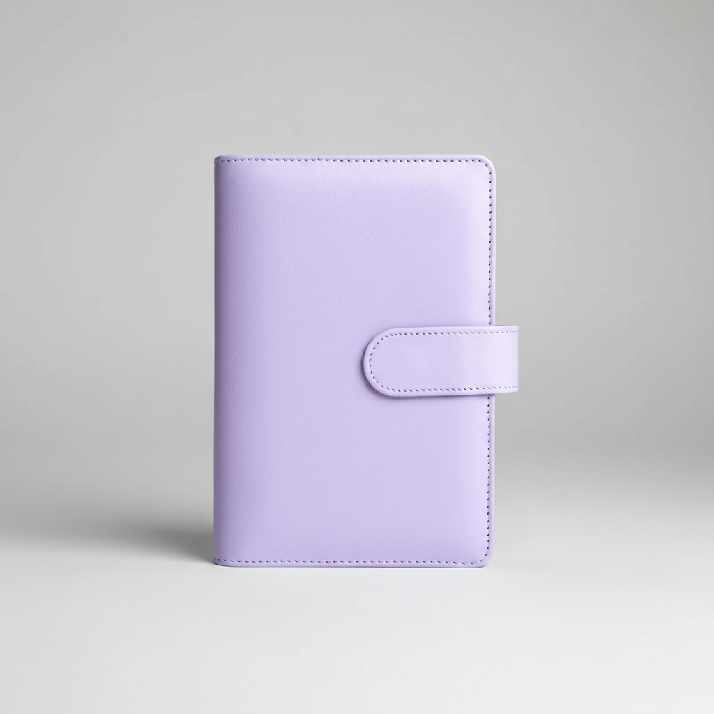 Compact A6 budget binder planner with clear envelope pockets and zip compartments