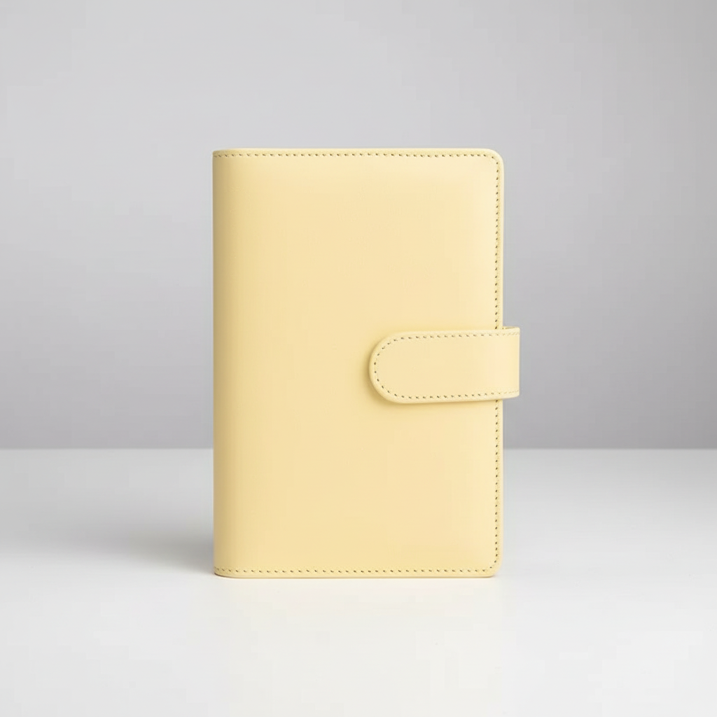 Compact A6 budget binder planner with clear envelope pockets and zip compartments
