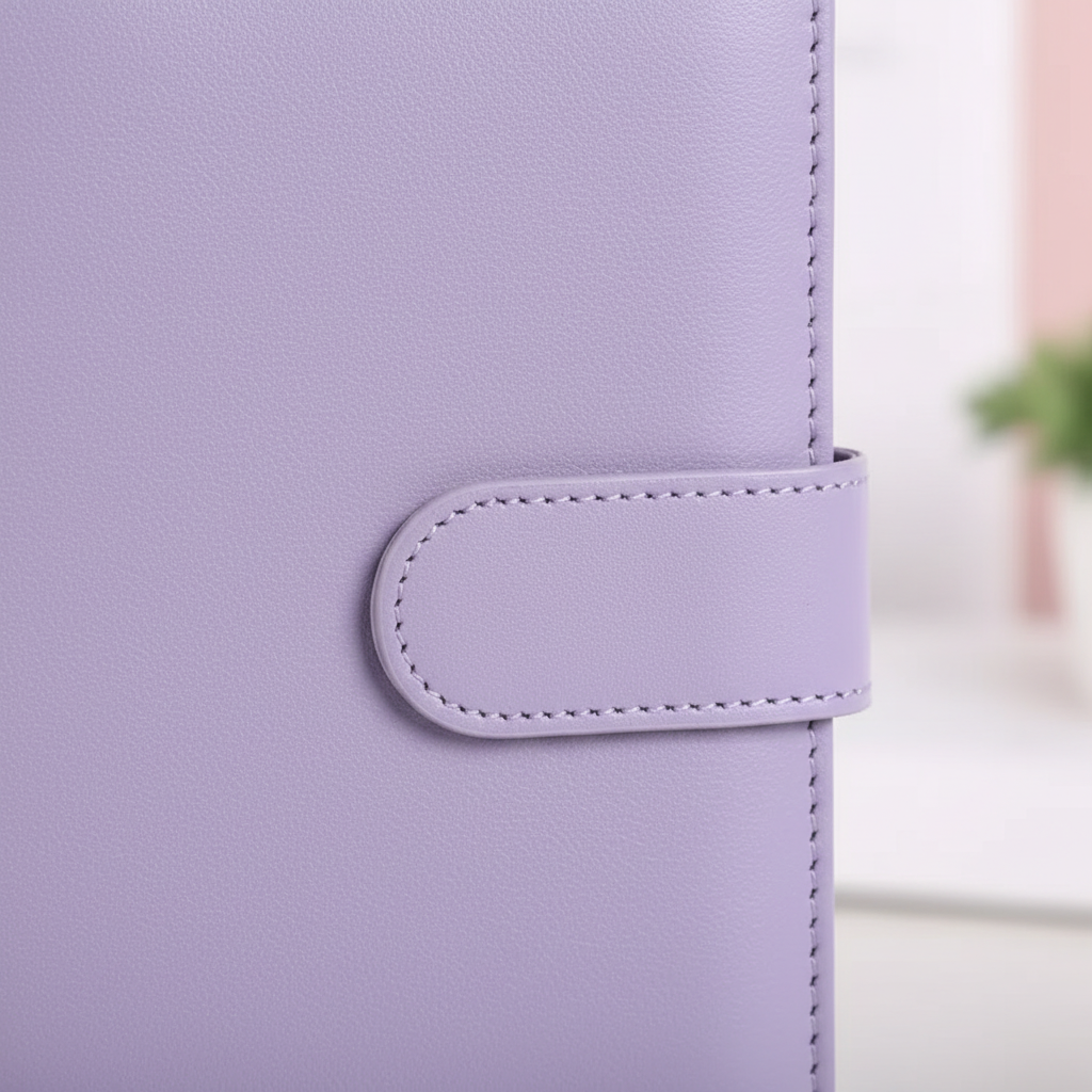 Compact A6 budget binder planner with clear envelope pockets and zip compartments