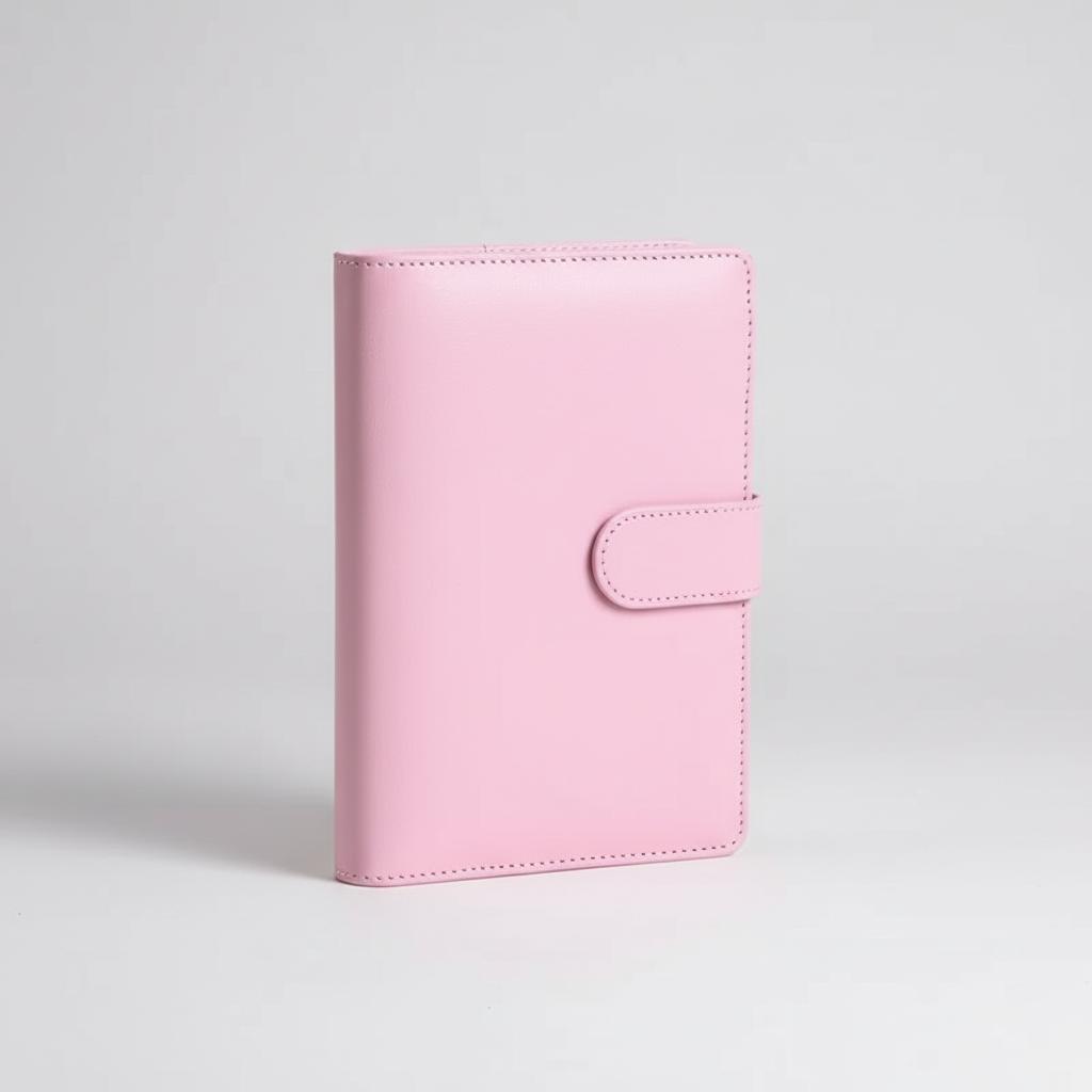 Compact A6 budget binder planner with clear envelope pockets and zip compartments