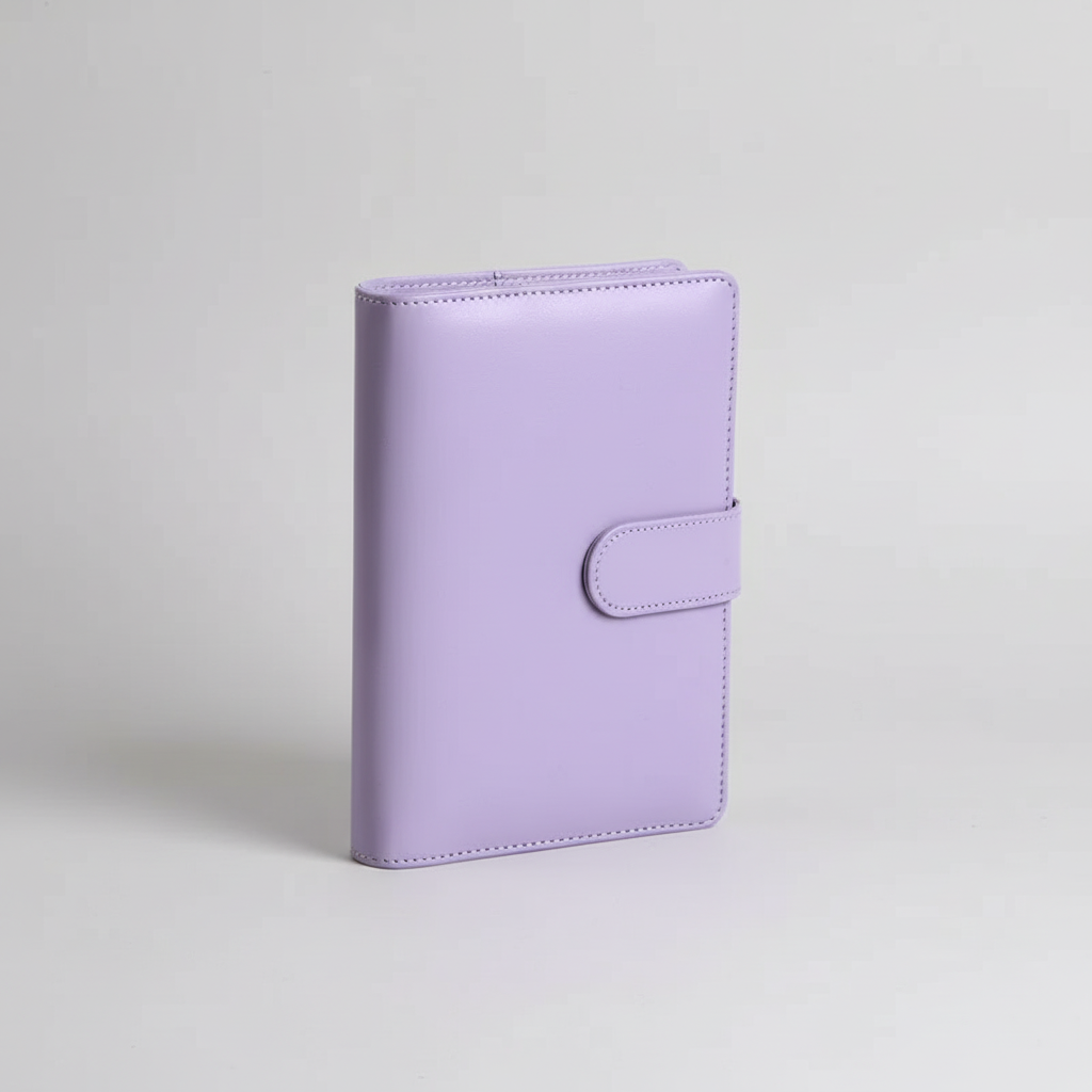 Compact A6 budget binder planner with clear envelope pockets and zip compartments