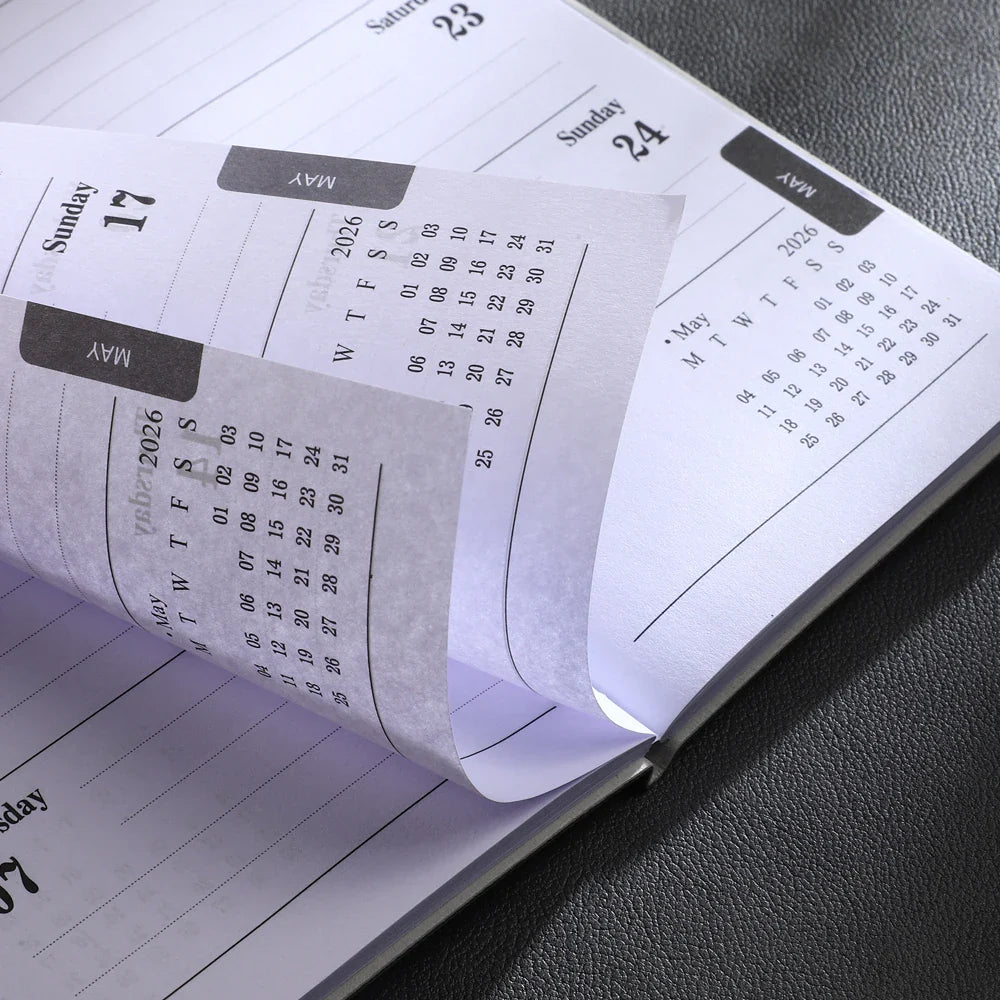 A6 weekly planner notebook with soft textured cover and smooth inner pages