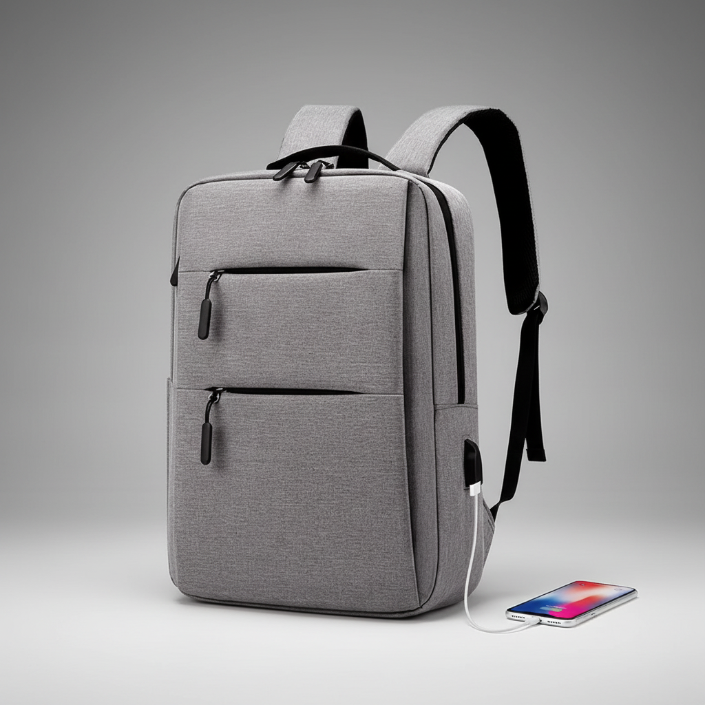 Multi-compartment laptop backpack with padded protection and USB charging port