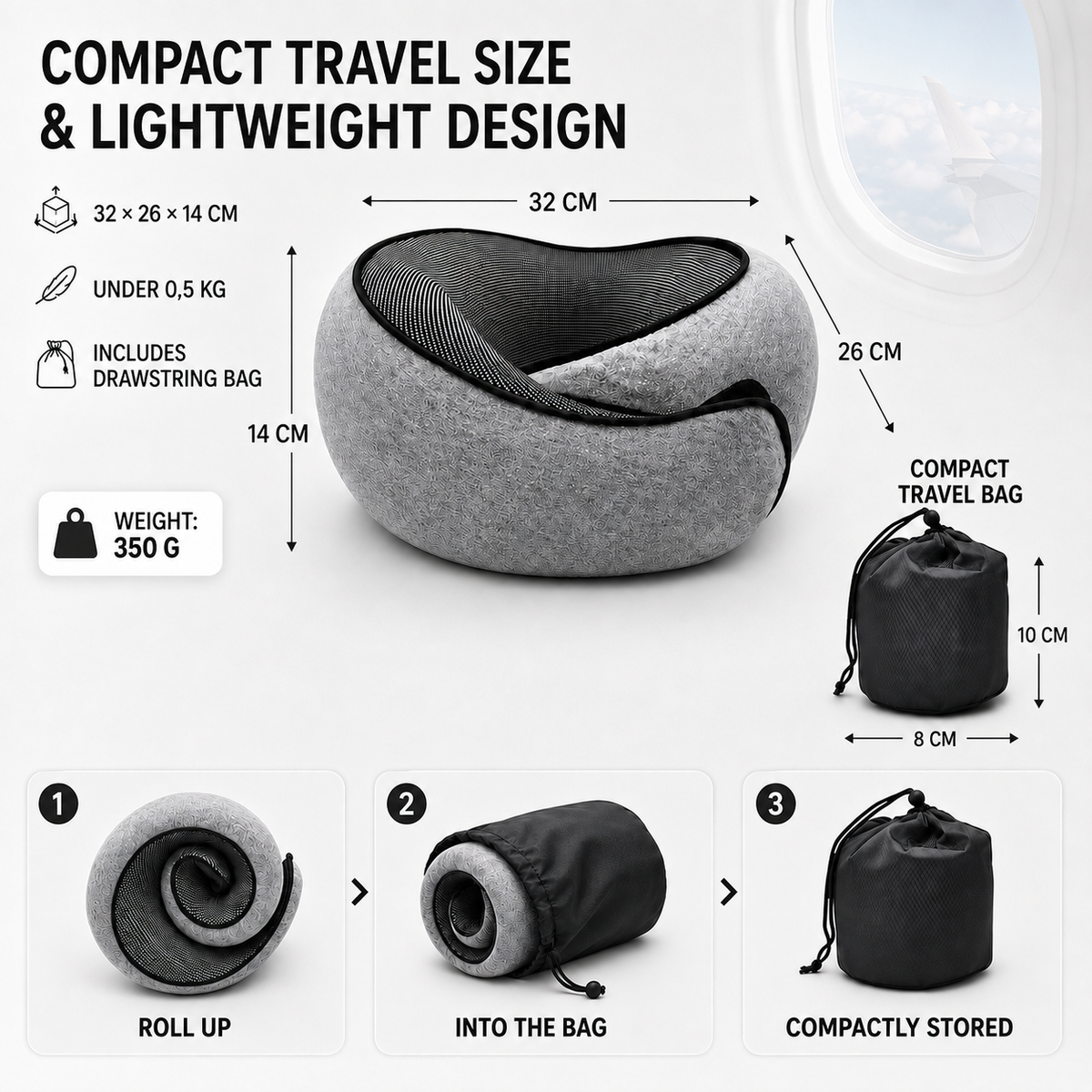 Thrives Outdoor | Neckluxe U Shaped Memory Foam Pillow