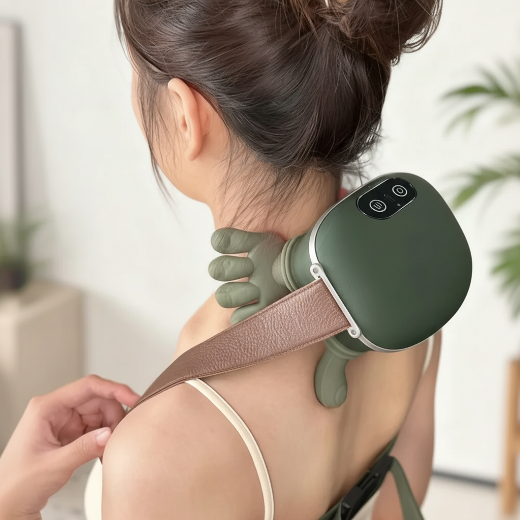 Wearable hand shaped neck massager with realistic kneading action