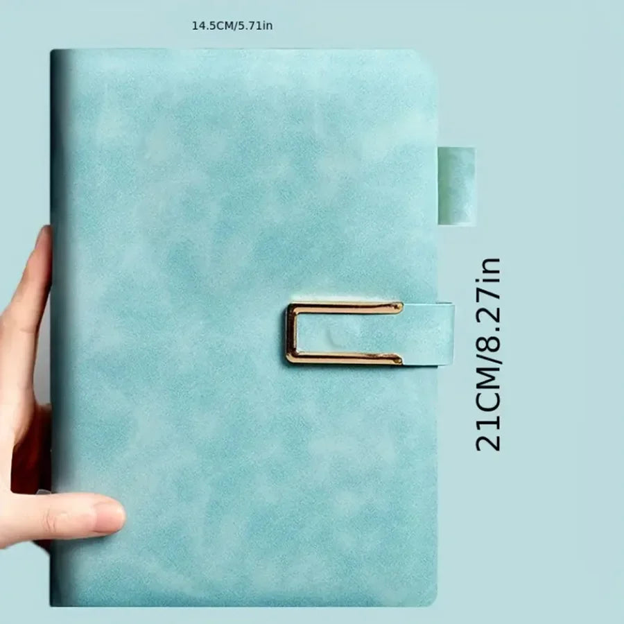 A5 retro notebook with integrated pen loop and strap closure