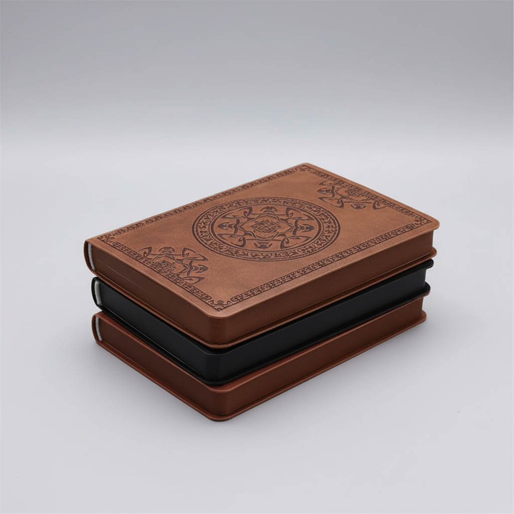 Portable vintage embossed journal with hardcover and smooth writing pages