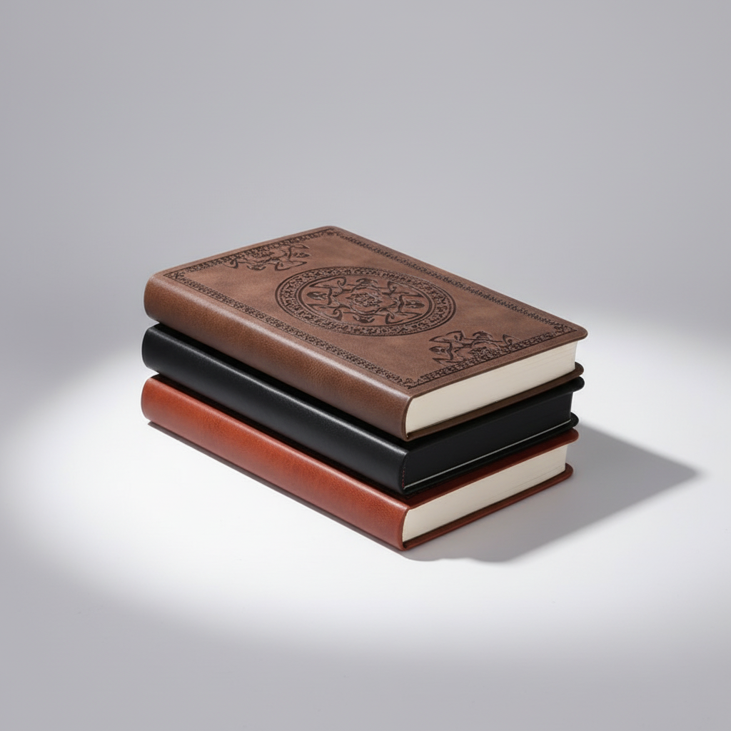 A6 pocket notebook with embossed vintage cover design