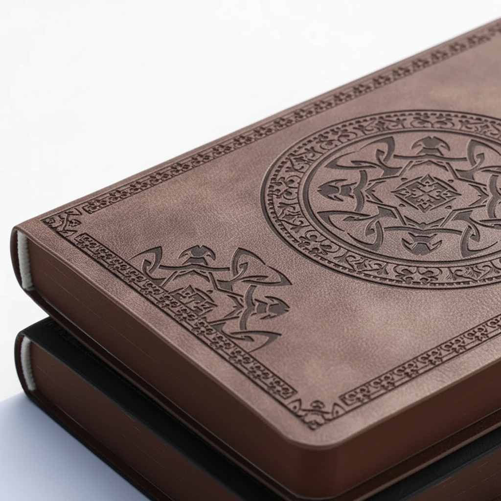 A6 pocket notebook with embossed vintage cover design