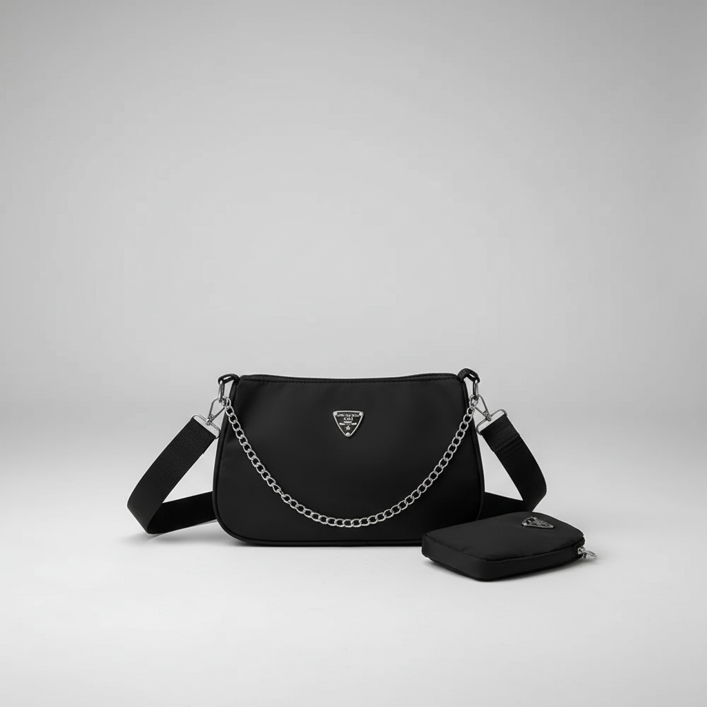 Lightweight nylon crossbody shoulder bag with secure zip and quick-access pocket