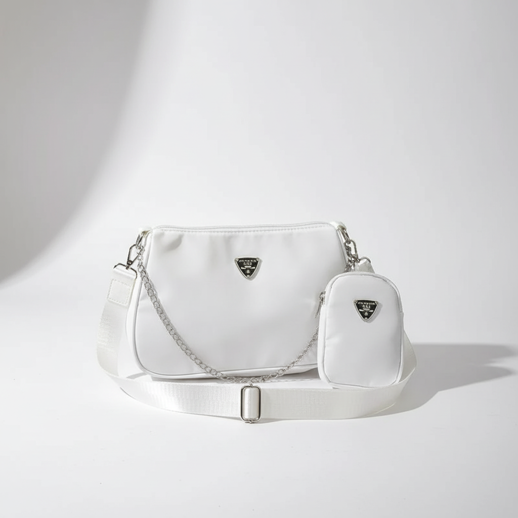 Lightweight nylon crossbody shoulder bag with secure zip and quick-access pocket