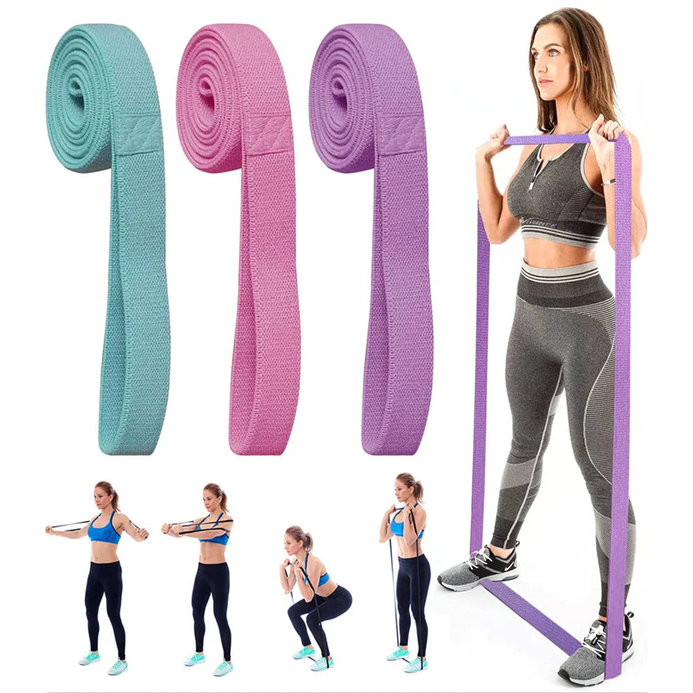 Long fabric resistance band with continuous loop design for full body workouts