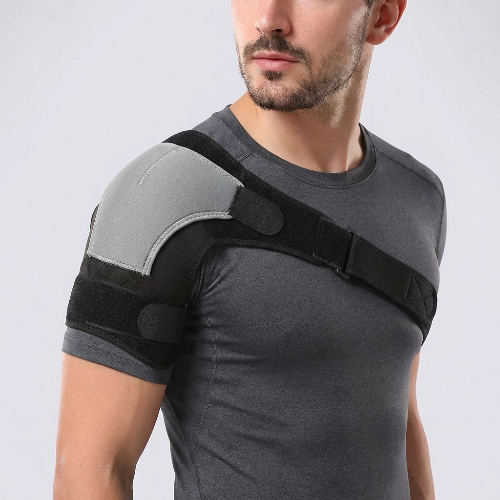 Adjustable shoulder compression wrap for support and pain relief