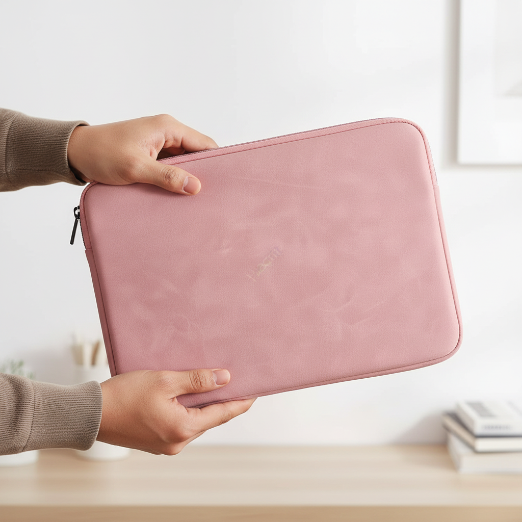 Slim laptop sleeve with water-repellent padding and full-length zip
