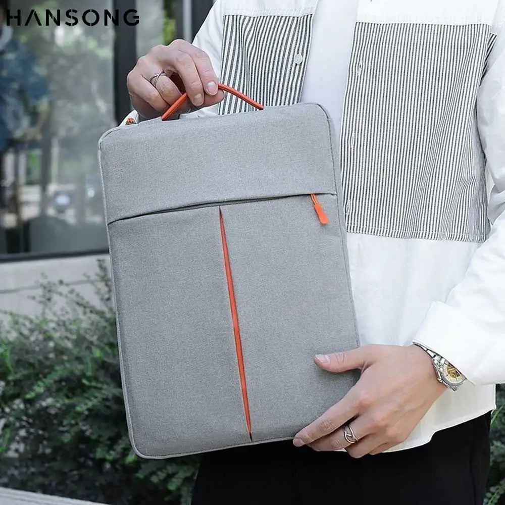 Slim padded laptop sleeve with shockproof protection and front pocket