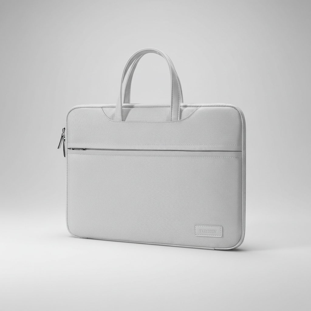 Padded laptop briefcase with mesh pockets and water-resistant nylon